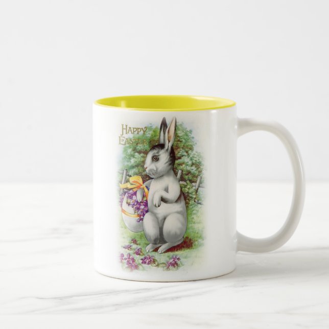 Caneca De Café Em Dois Tons Floral Páscoa Bunny (Direita)