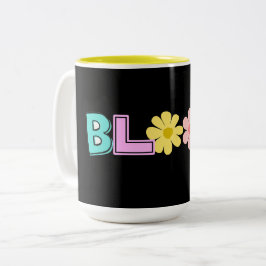 Caneca De Café Em Dois Tons Floral Pastel Retro Bloom