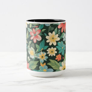 Caneca De Café Em Dois Tons Floral/Primavera colorido