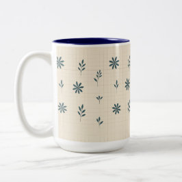 Caneca De Café Em Dois Tons Floral Verde Minimalista 