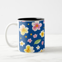 Caneca De Café Em Dois Tons Flores