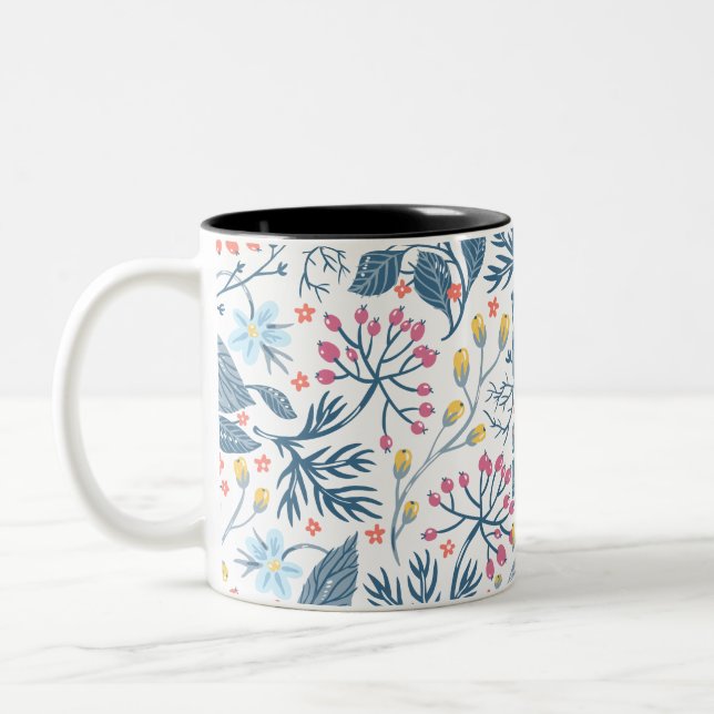 Caneca De Café Em Dois Tons Flores (Esquerda)