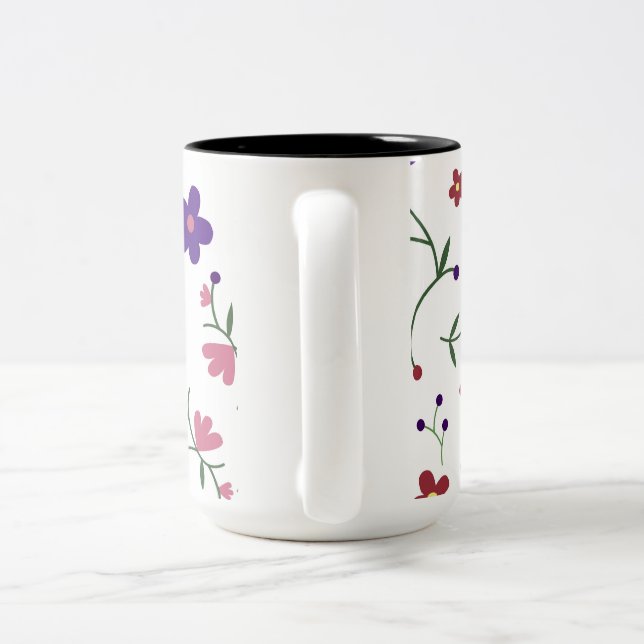Caneca De Café Em Dois Tons flores- (Alça)