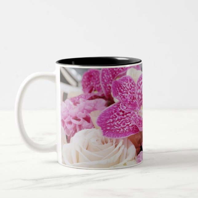 Caneca De Café Em Dois Tons Flores (Esquerda)
