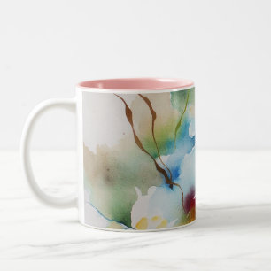 Caneca De Café Em Dois Tons flores abstrato