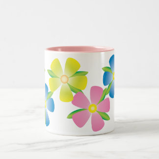 Caneca De Café Em Dois Tons Flores alegres