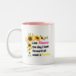 Caneca De Café Em Dois Tons flores amam domingos colegas engraçados presente