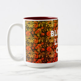 Caneca De Café Em Dois Tons Flores Antigas Vidas Feliz