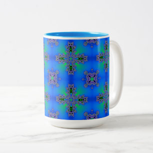Caneca De Café Em Dois Tons Flores Artdeco em Estilo Retrô
