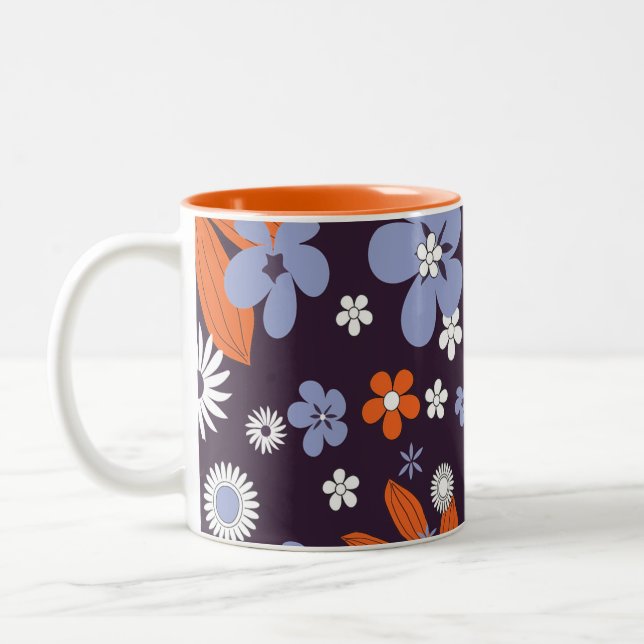 Caneca De Café Em Dois Tons Flores bonito (Esquerda)