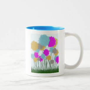 Caneca De Café Em Dois Tons Flores bonito