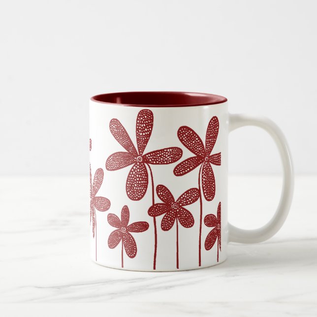 Caneca De Café Em Dois Tons Flores bonito - Marrom (Direita)