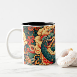 Caneca De Café Em Dois Tons Flores cobra verdes
