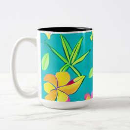 Caneca De Café Em Dois Tons Flores Coloridas
