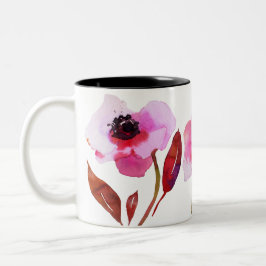 Caneca De Café Em Dois Tons Flores cor-de-água, cor-de-rosa, flores