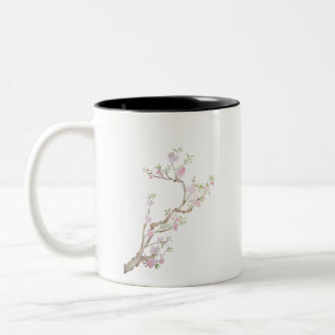 Caneca De Café Em Dois Tons flores cor-de-pêssego