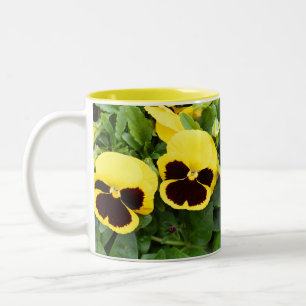 Caneca De Café Em Dois Tons Flores cor-de-rosa amarela