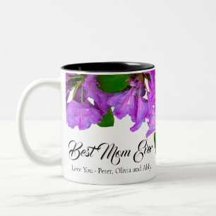 Caneca De Café Em Dois Tons Flores cor-de-rosa elegantes azáleas rosa flores c