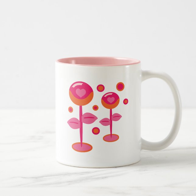 Caneca De Café Em Dois Tons Flores de Amor (Direita)