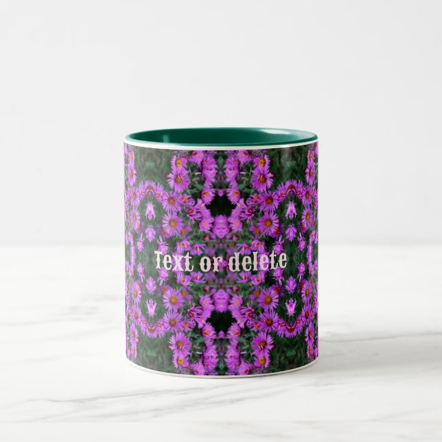 Caneca De Café Em Dois Tons Flores de Aster de outono rosa personalizadas (Centro)