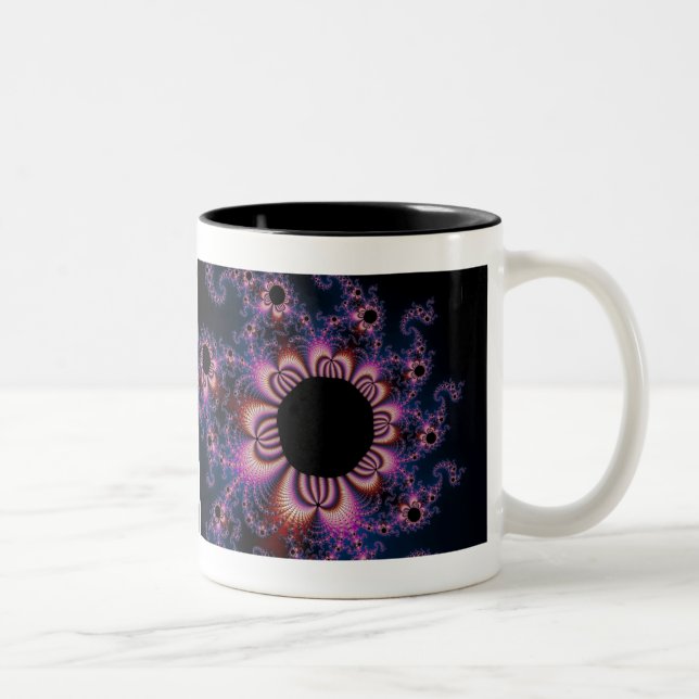 Caneca De Café Em Dois Tons Flores de Cactus - Fractais (Direita)