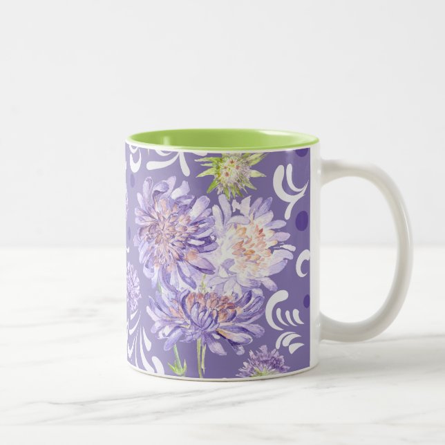 Caneca De Café Em Dois Tons flores de campo (Direita)