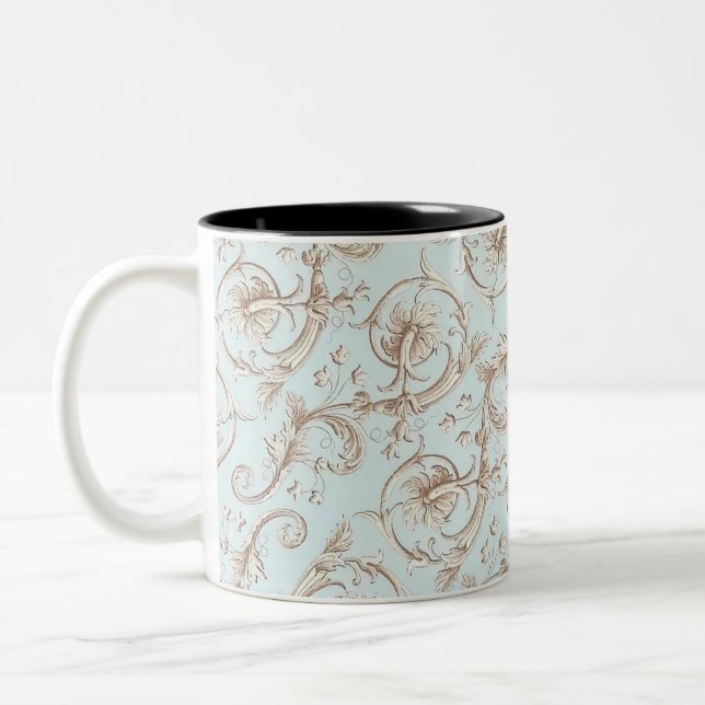 Caneca De Café Em Dois Tons Flores de Florença Italiana (Esquerda)
