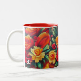 Caneca De Café Em Dois Tons Flores de outono