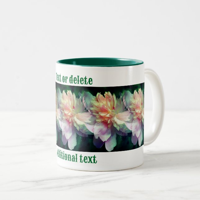 Caneca De Café Em Dois Tons Flores de Pequim Rosa Multiplicadas Personalizadas (Frente Esquerda)