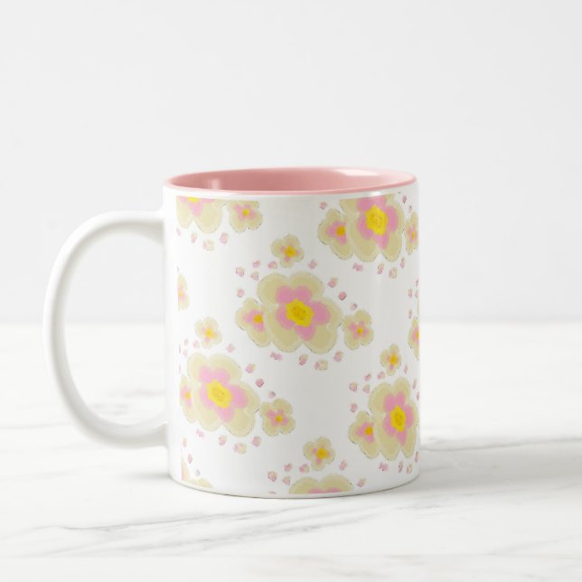 Caneca De Café Em Dois Tons Flores de primavera (rosa) (Esquerda)