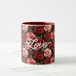 Caneca De Café Em Dois Tons Flores de Rosa Rosa Vermelha