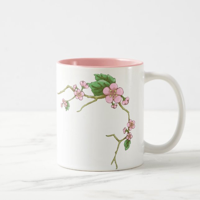 Caneca De Café Em Dois Tons Flores de Sakura (Direita)