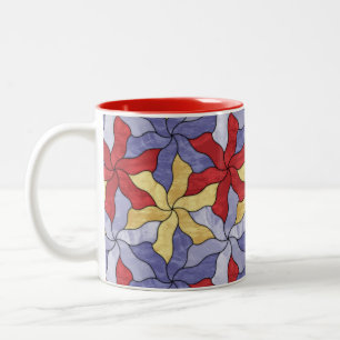 Caneca De Café Em Dois Tons Flores De Vidro Tesseladas
