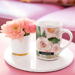 Caneca De Café Em Dois Tons Flores e Nome de Aquarela Rosa Modernos Pastel<br><div class="desc">Flores e Nome de Aquarela Rosa Modernos Pastel</div>
