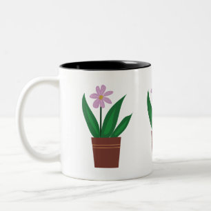 Caneca De Café Em Dois Tons Flores em pote