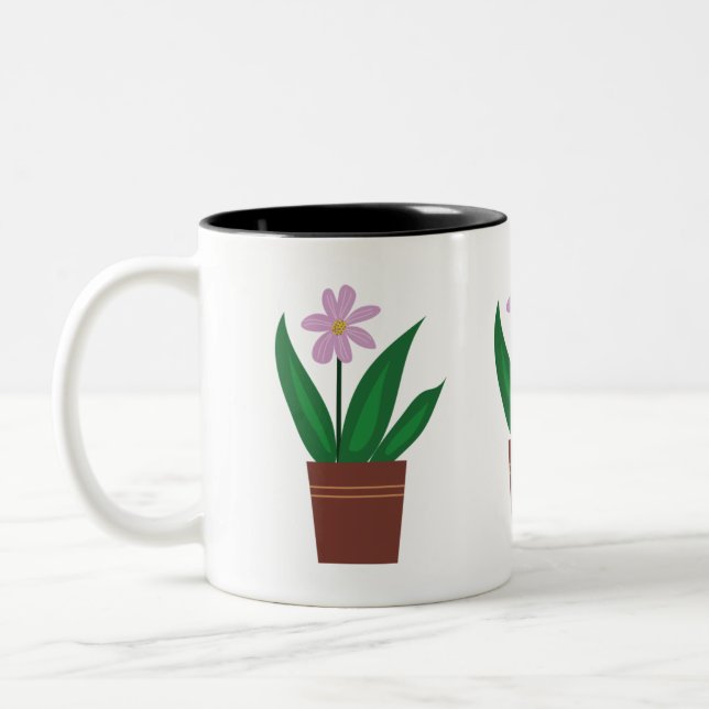 Caneca De Café Em Dois Tons Flores em pote (Esquerda)