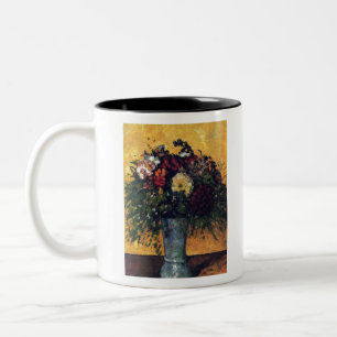 Caneca De Café Em Dois Tons Flores em um Vaso Azul - Paul Cezanne - c1877