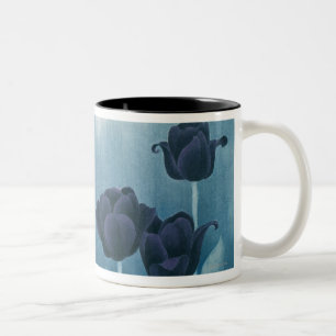 Caneca De Café Em Dois Tons Flores escuras