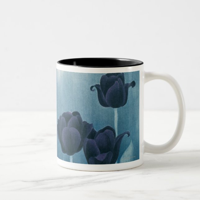 Caneca De Café Em Dois Tons Flores escuras (Direita)