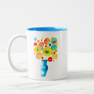Caneca De Café Em Dois Tons Flores funerárias, aquarela