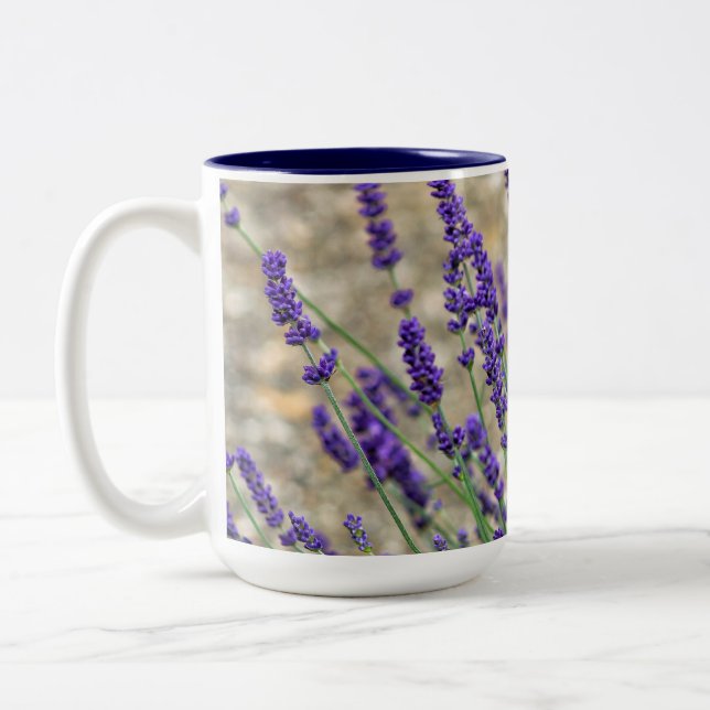 Caneca De Café Em Dois Tons Flores lavandas (Esquerda)