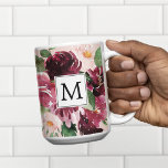 Caneca De Café Em Dois Tons Flores Modernas de Aquarela Monograma<br><div class="desc">Flores Modernas de Aquarela Monograma</div>