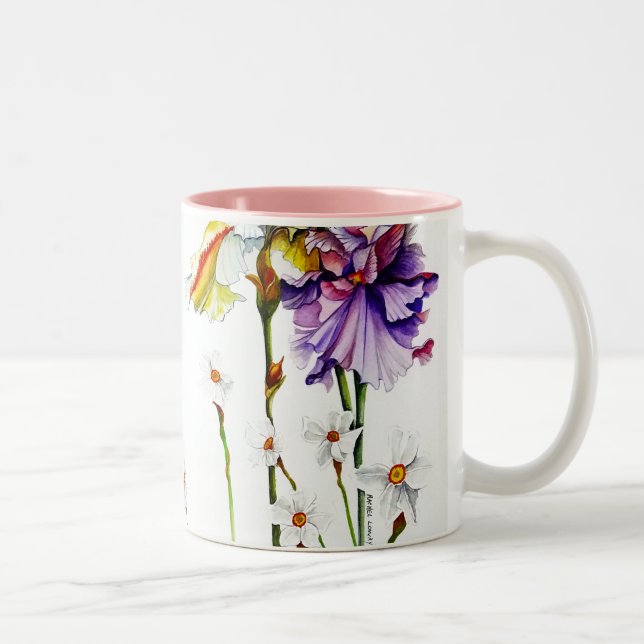 Caneca De Café Em Dois Tons Flores para Rona Coffee Mug (Direita)