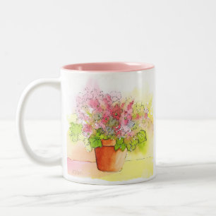 Caneca De Café Em Dois Tons Flores Potentes