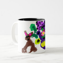 Caneca De Café Em Dois Tons Flores primaveris Alegria do coelho