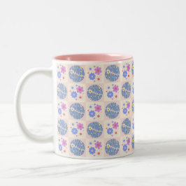 Caneca De Café Em Dois Tons Flores Retro-Daisy Bonitas Padrão Boho Floral