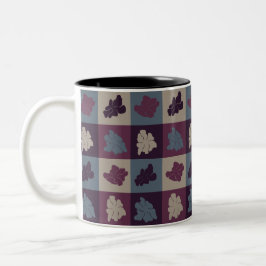 Caneca De Café Em Dois Tons Flores Retro Onduladas - Tons Frios