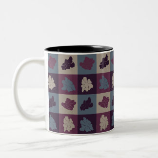 Caneca De Café Em Dois Tons Flores Retro Onduladas - Tons Frios