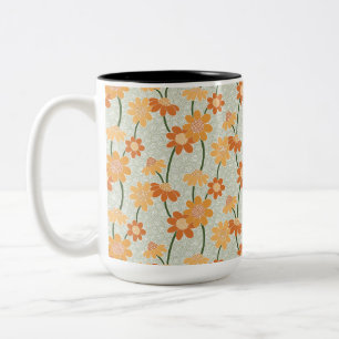 Caneca De Café Em Dois Tons Flores retrorreflectoras bonito mudas na década de