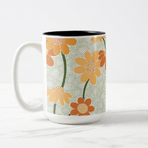 Caneca De Café Em Dois Tons Flores retrorreflectoras bonito mudas na década de